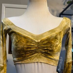 Yellow Gold Handmade Long Sleeve Crop